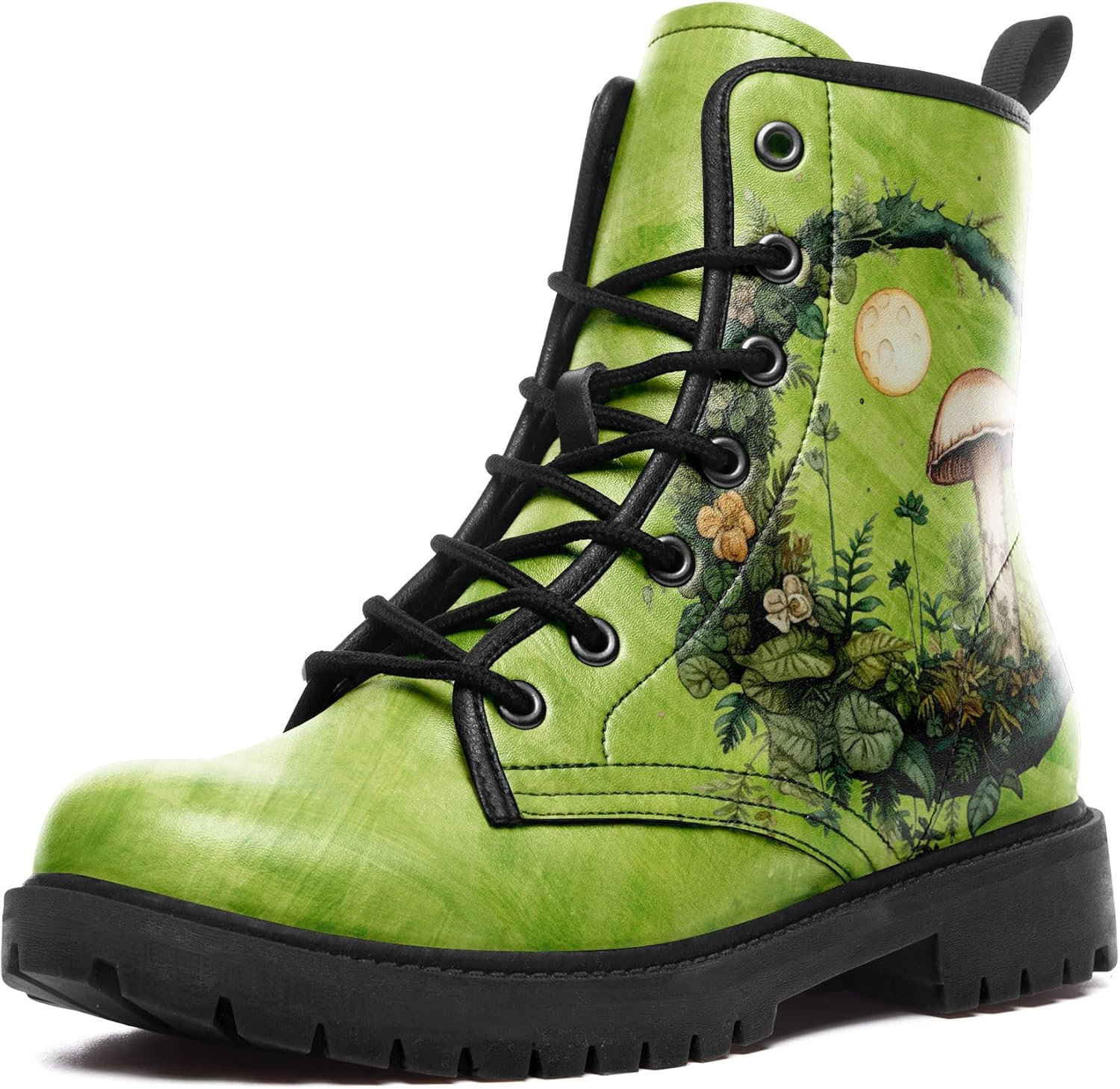 

Ботинки средней высоты Artistic Mushroom, мужские и женские, с цветочным принтом, на шнуровке, для походов, повседневной носки и прогулок Awsole, черный