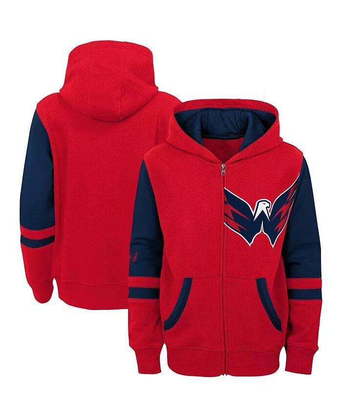 

Красная толстовка с молнией во всю длину Big Boys Washington Capitals Face Off Color Block Outerstuff, красный