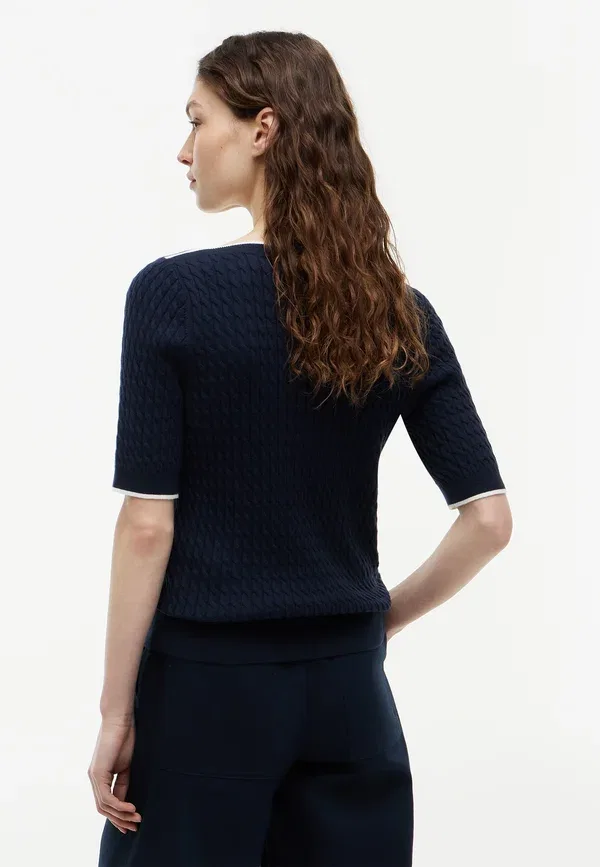 Джемпер Tommy Hilfiger Fine cable boat neck, темно-синий — фото 3