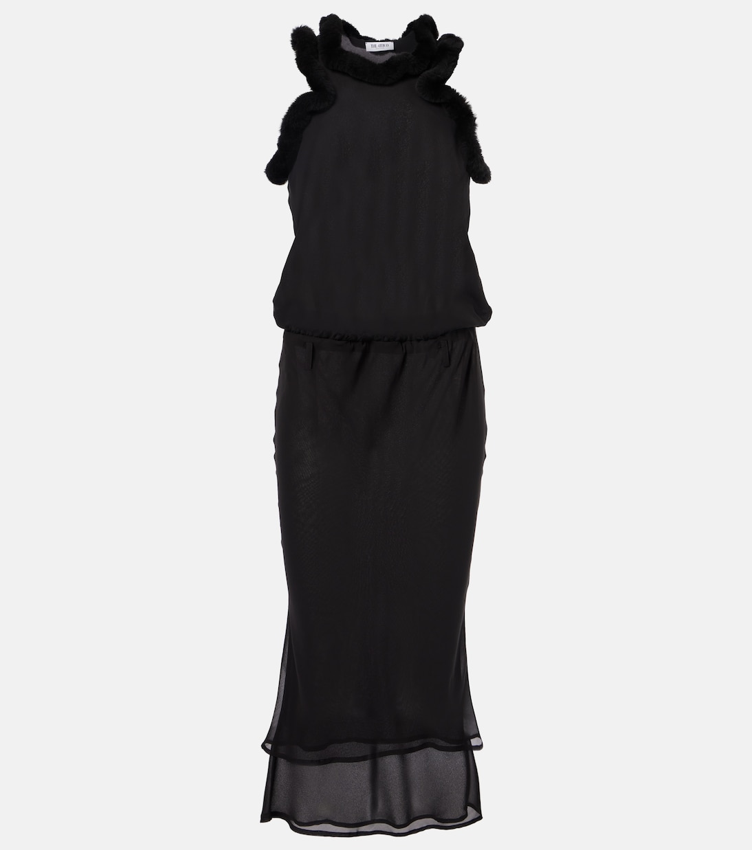 

Платье миди с отделкой из искусственного меха The Attico, черный