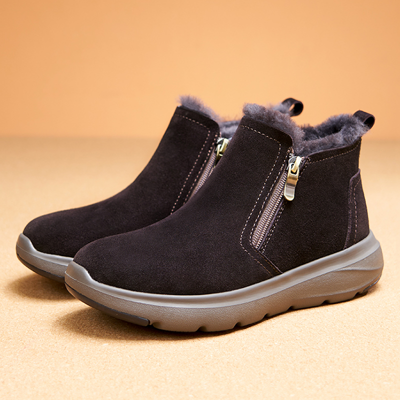 Devanro Теплые противоскользящие короткие зимние сапоги для женщин Coffee-Shearling, цвет Coffee-Shearling — фото 3