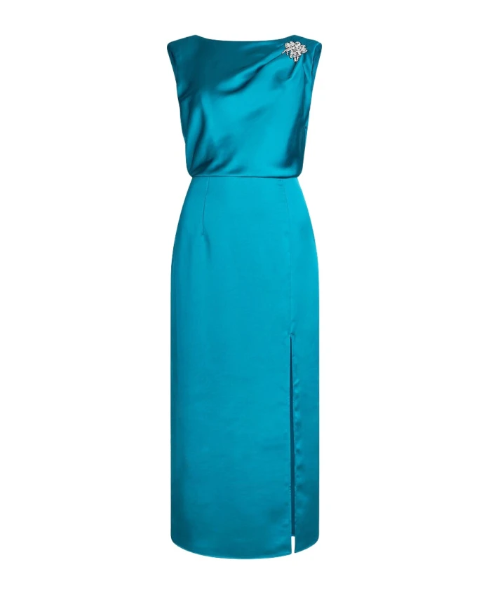 

Атласное платье миди с брошью Liu Jo, зеленый