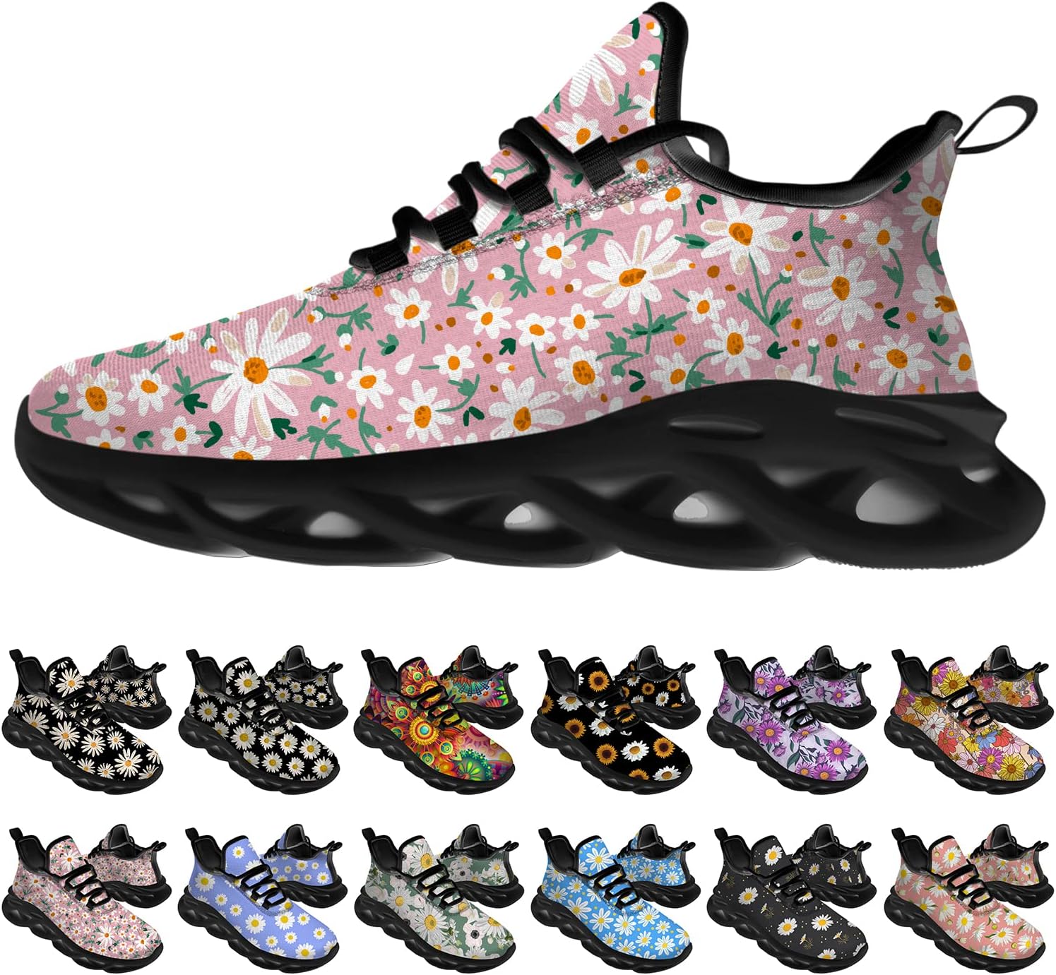 

Кроссовки Ciadoon Daisy для женщин и мужчин, беговые кроссовки для дороги, удобная спортивная и ходовая обувь, теннисные кроссовки с цветочным принтом, подарки для мальчиков и девочек, 9983pink