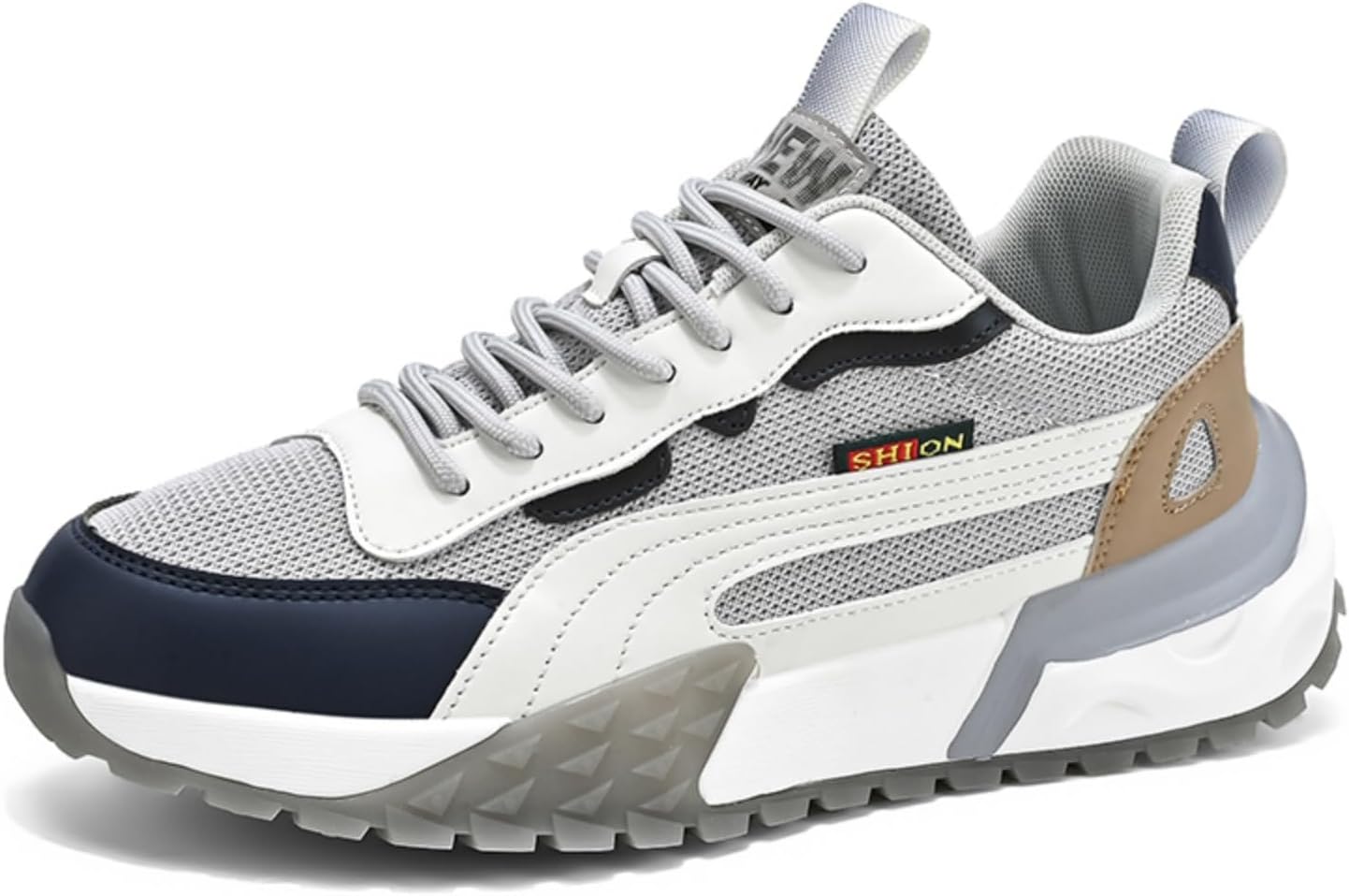 

Мужские модные дышащие кроссовки на шнуровке, стильные повседневные нескользящие обувь, подходящие для бега, прогулок, работы и ежедневного использования Aokisx, серый