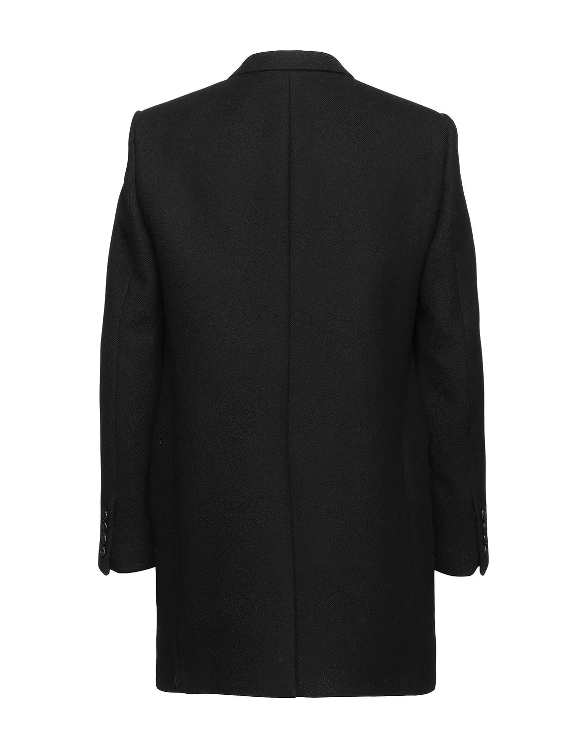 Пальто однобортное из шерсти SAINT LAURENT черное — фото 2