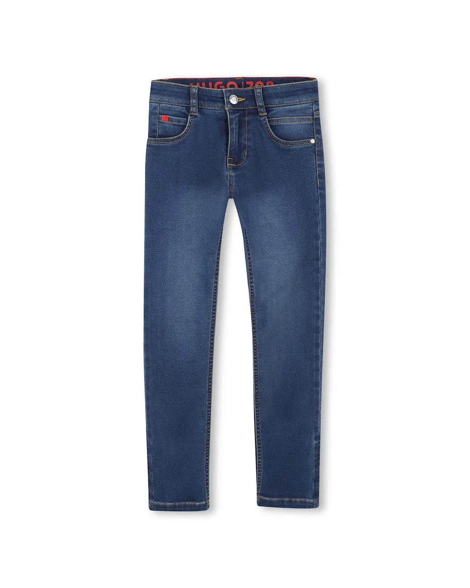 

Детские джинсы однотонного синего цвета Hugo
