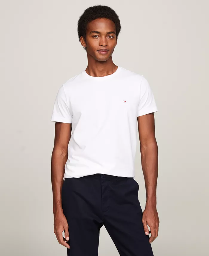 

Мужская хлопковая футболка Slim-Fit с эластичной тканью Tommy Hilfiger, белый