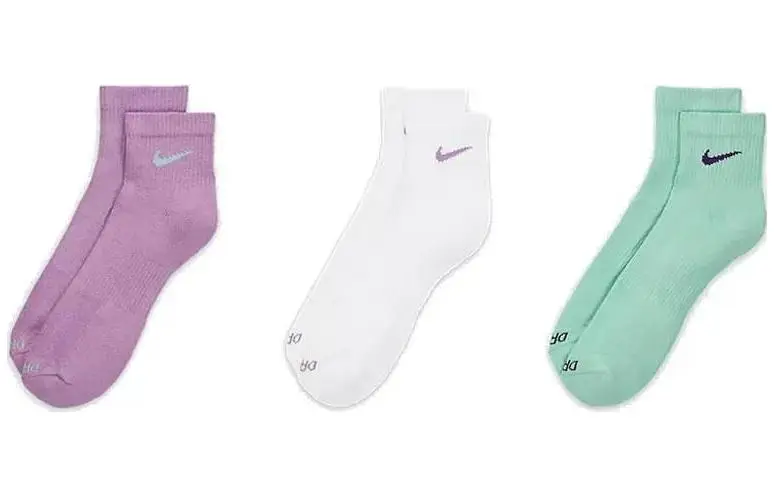 Женские носки Nike до середины икры, цвет 3 pairs (purple + white + green) — фото 2