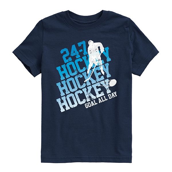 

Футболка с принтом 24-7 hockey goal all day для мальчиков 8-20 Licensed Character, Navy