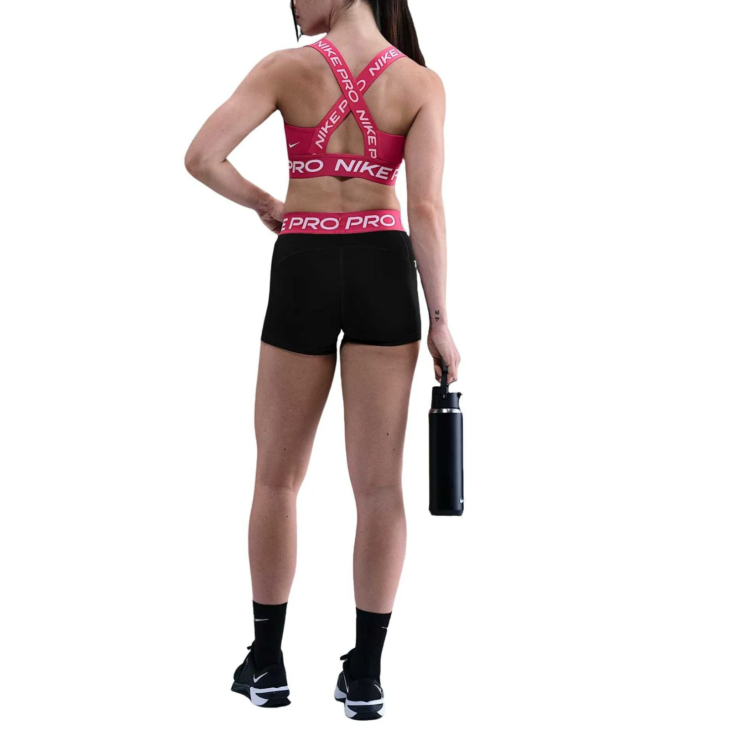 Nike Pro Yoga Shorts Women's Black/Light Pink/White Moderate — фото 3