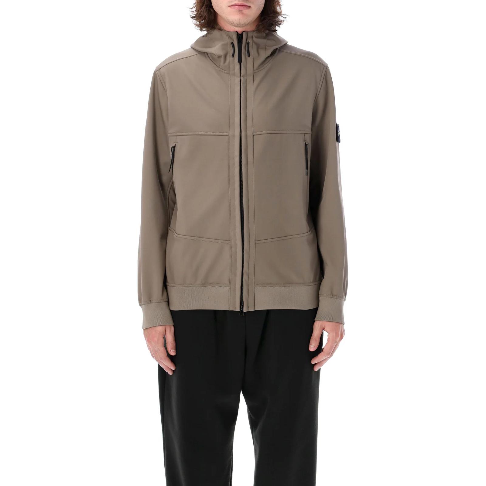 STONE ISLAND Застегивающаяся на молнию толстовка с капюшоном, Khaki — фото 3