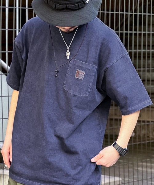 

Футболка из плотного хлопка с нагрудным карманом и принтом Java, индиго-синий