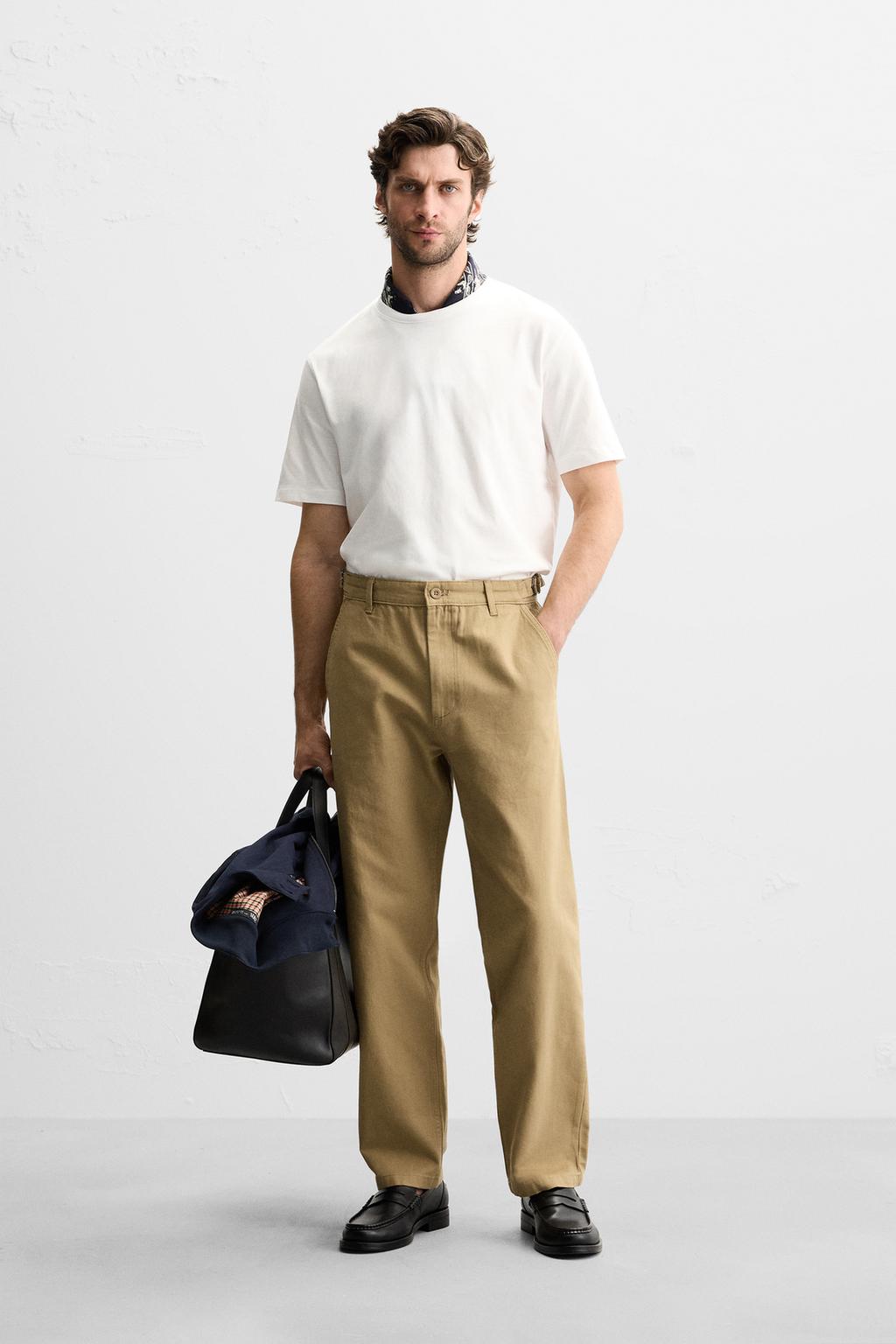 

Брюки чинос стандартного кроя ZARA, кэмел