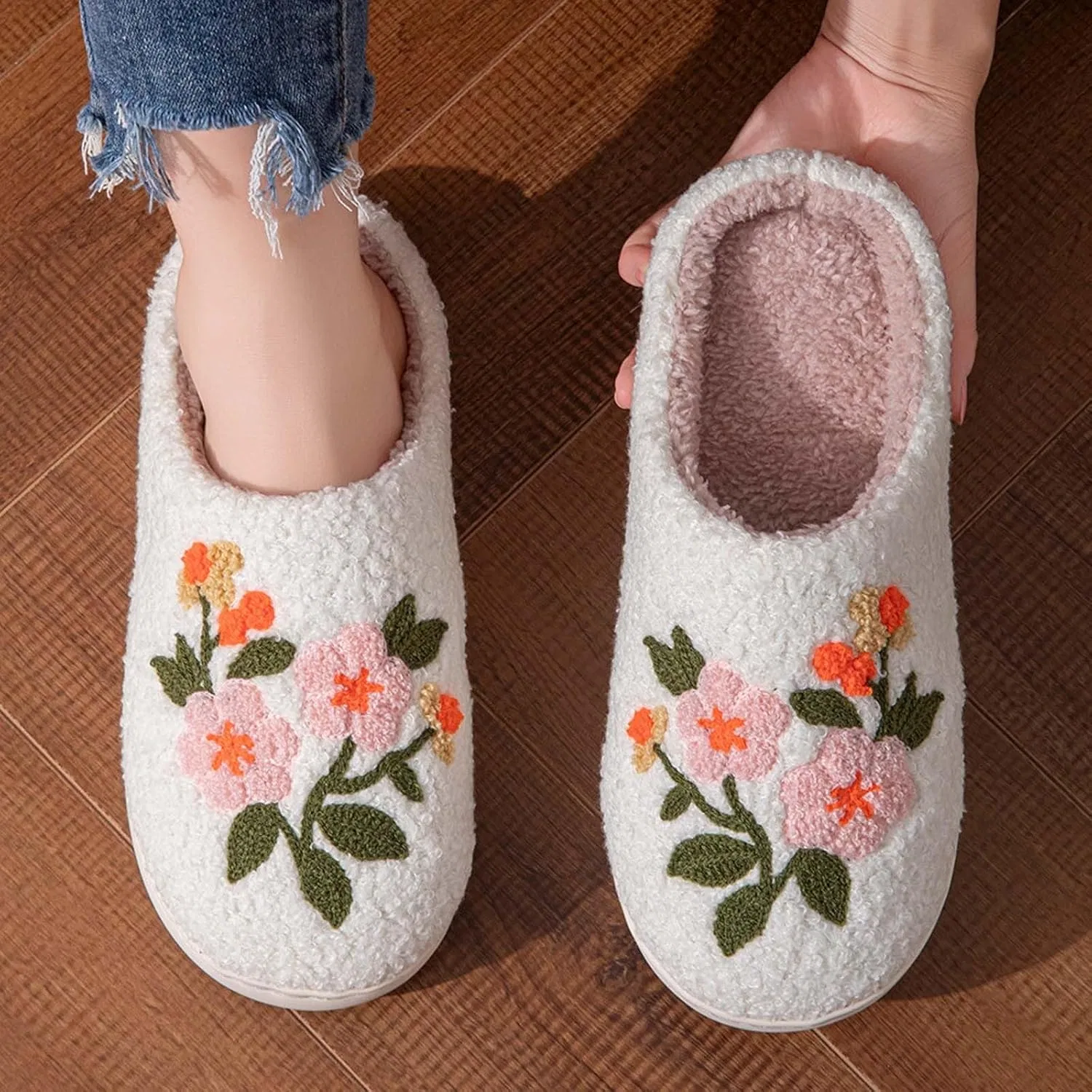 Generisch Hausschuhe Damen Herren Winter Plüsch Pantoffeln Rutschfeste Unisex Warm Hausschlappen Filzpantoffeln Frauen Bequeme Тапочки Ultraweiche Flauschige Hauspantoffeln Warme Schlappen, Weiß 2 — фото 2
