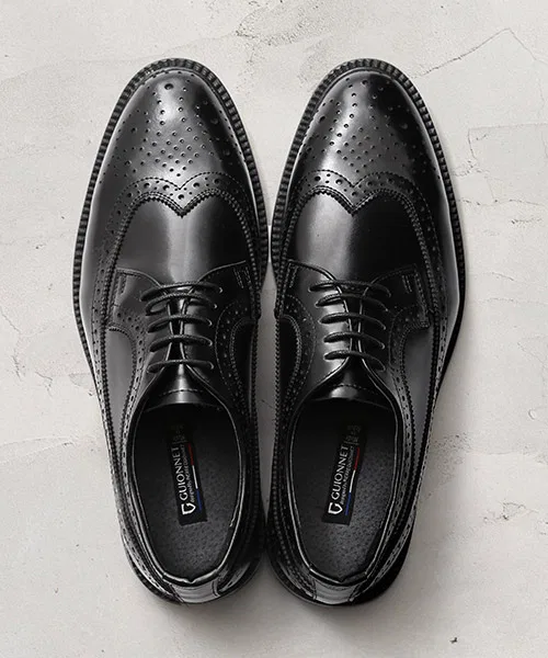 Мужские кожаные туфли Wing Tip GUIONNET коричневые — фото 4