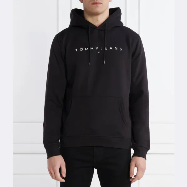

Толстовка с линейным логотипом, расширенная толстовка обычного кроя Tommy Hilfiger, черный