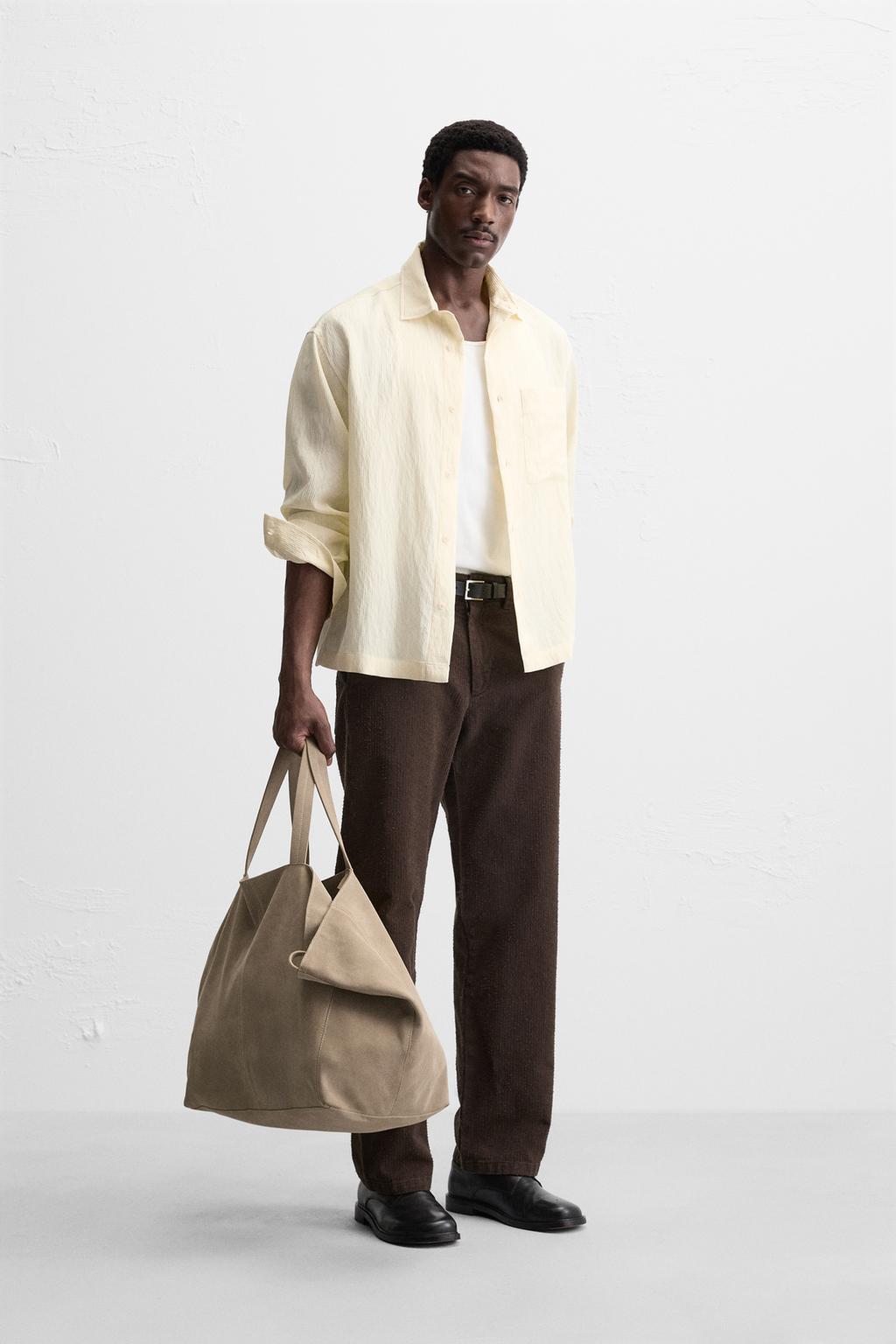 

Полосатая текстурная рубашка ZARA, цвет Vanilla