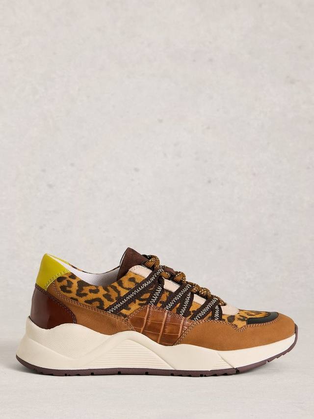 Кроссовки Kazzy из кожи с леопардовым принтом White Stuff, Brown/Multi