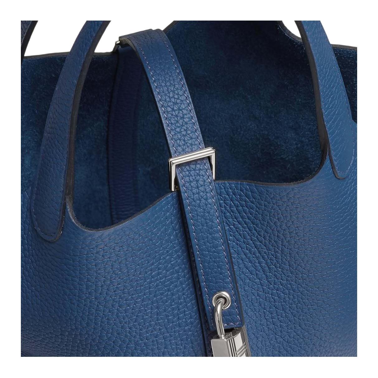 HERMES Сумка Picotin Lock 18 из кожи Clemence Bullock, ведро, женская, P5 Bleu Tie Dye Blue — фото 4