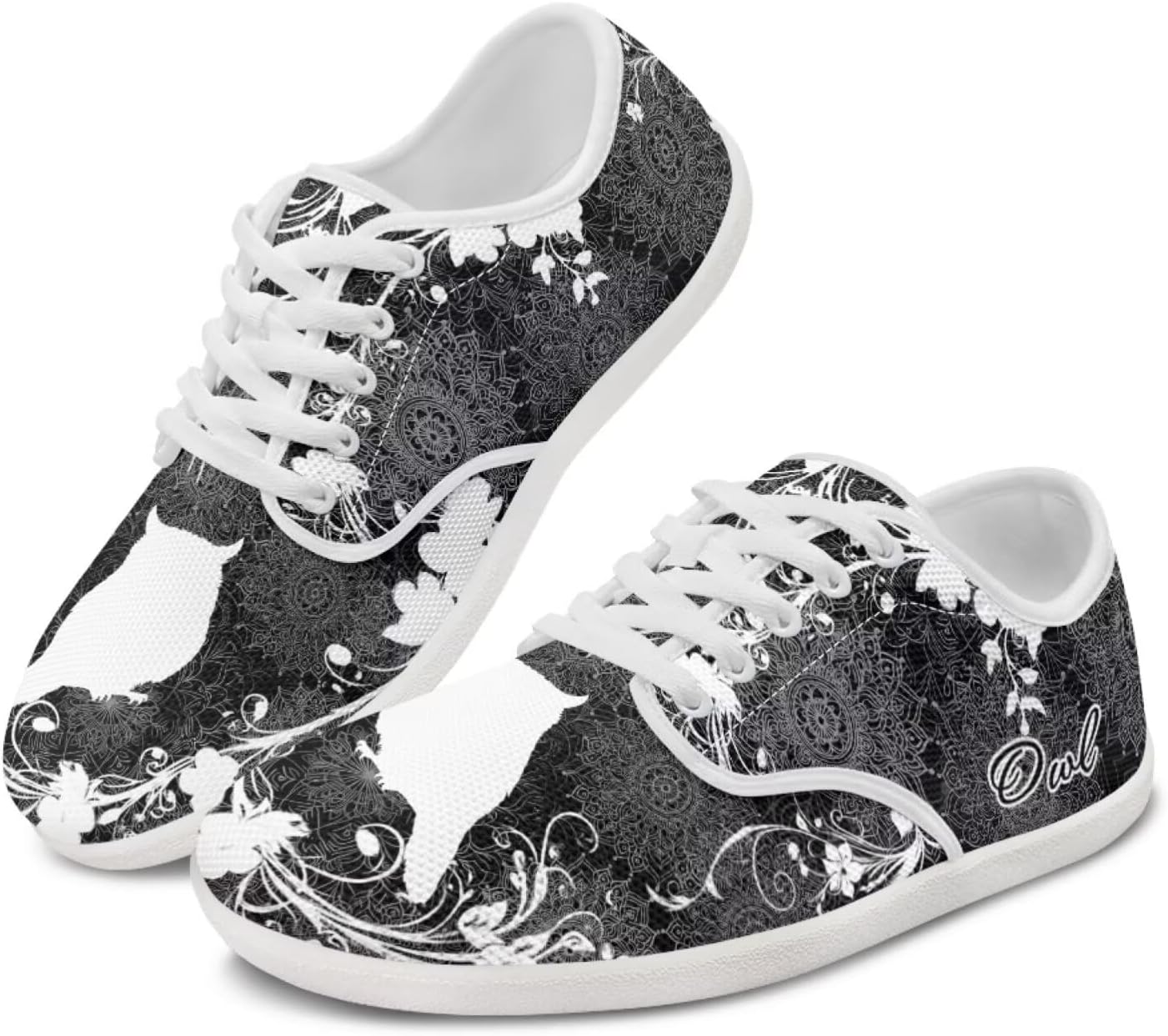 

Кроссовки с широким носком для мужчин и женщин, с животным принтом, для ходьбы, с нулевым перепадом и минималистичным дизайном Pointodoor, Owl Boho Mandala Print