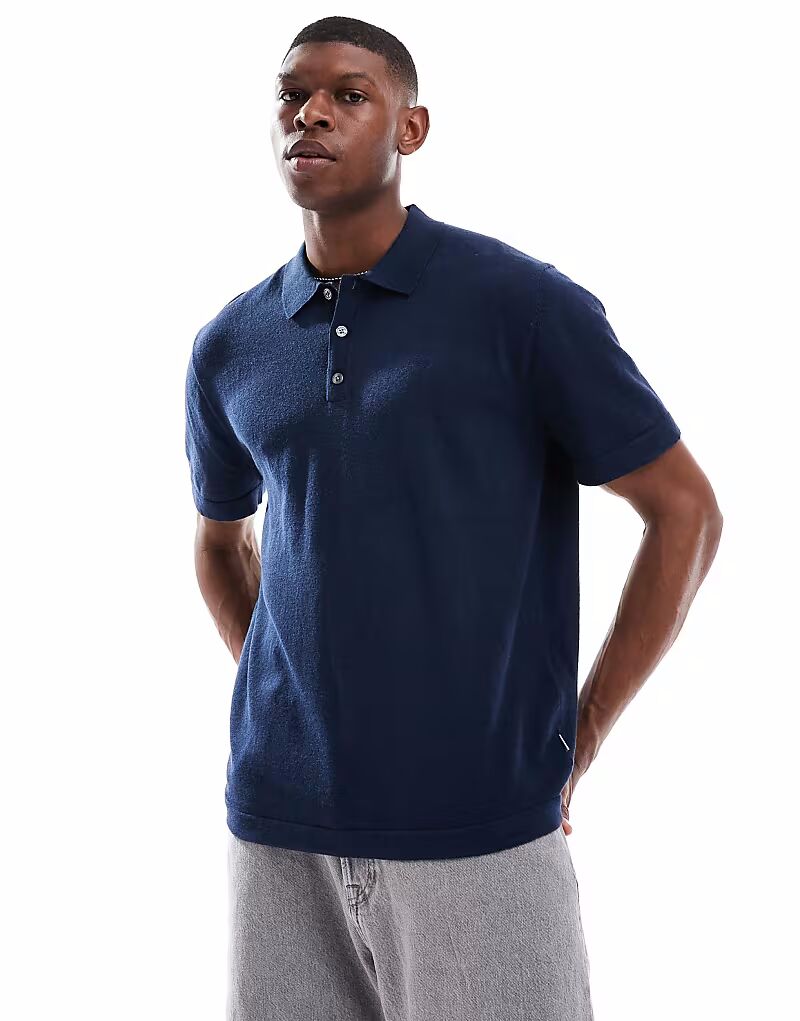 

Свободные трикотажные поло Jack & Jones темно-синего цвета