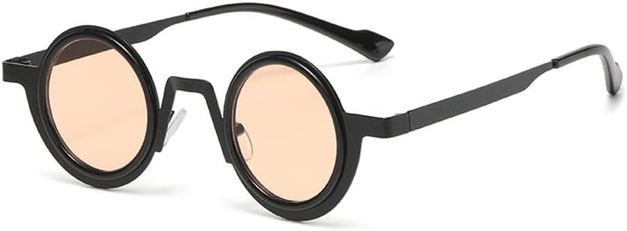 

Ретро круглые панк металлические солнцезащитные очки для женщин, защита от УФ-излучения UV400, модные прозрачные линзы, для мужчин, двухцветная оправа KTUCN, Black Champagne