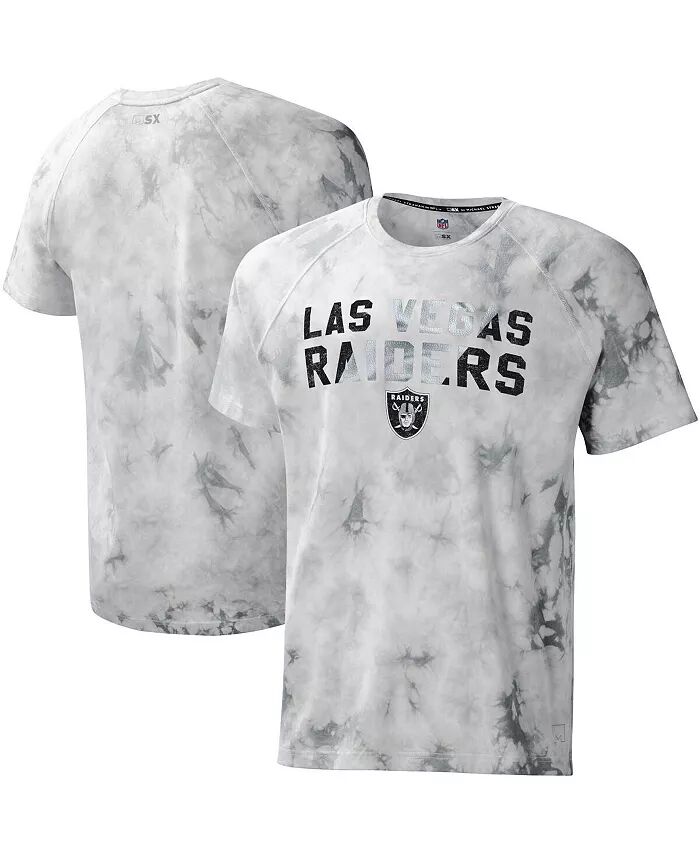 

Мужская серая футболка Las Vegas Raiders Resolution Tie-Dye Raglan MSX by Michael Strahan