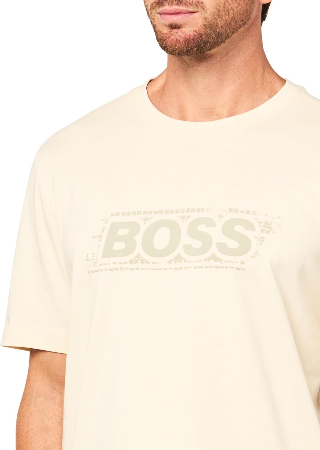 Мужская хлопковая футболка с логотипом BOSS Speedy, Seed Pearl — фото 3