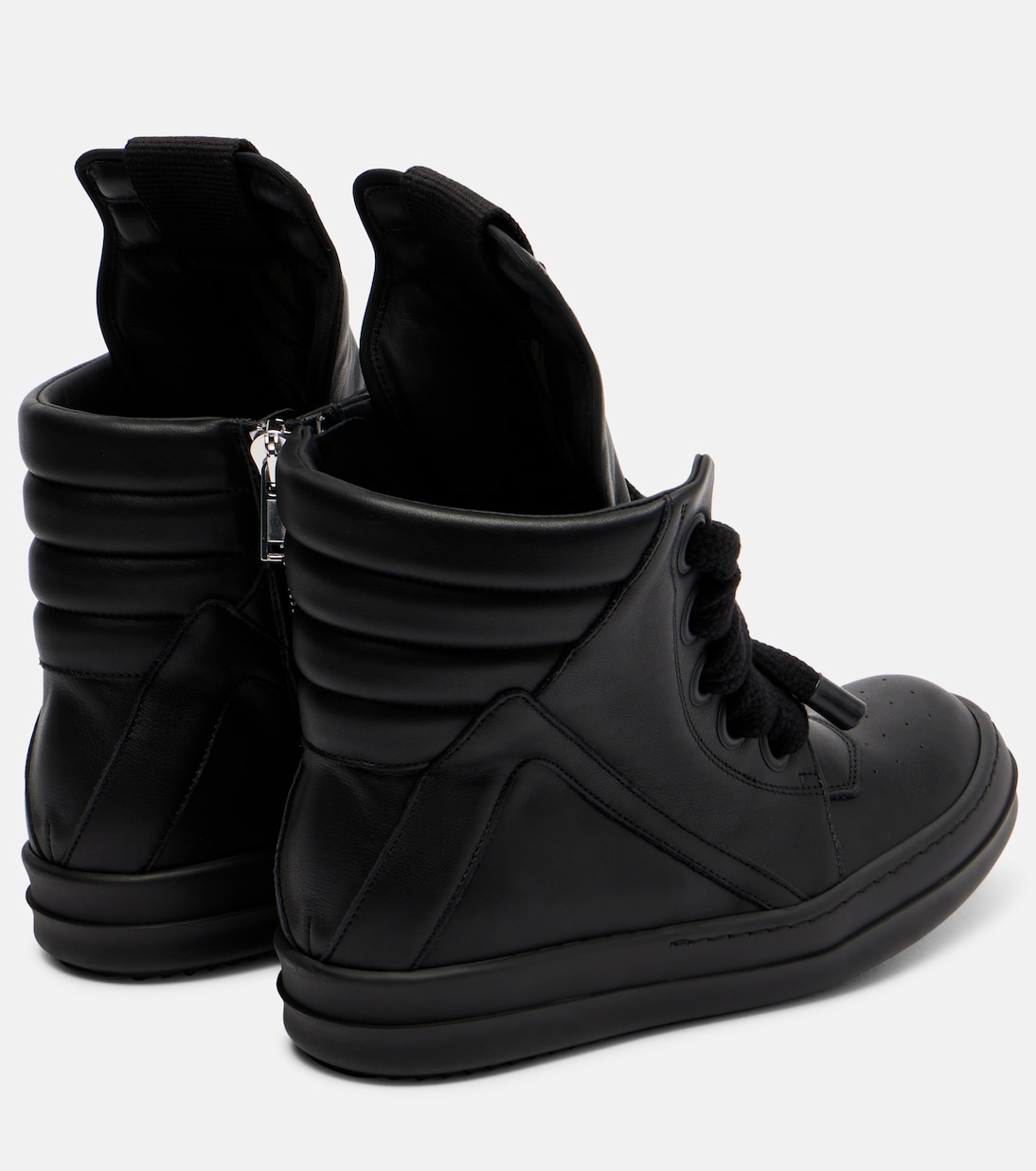 Кожаные кроссовки Jumbolace Geobasket Rick Owens, All Black — фото 2