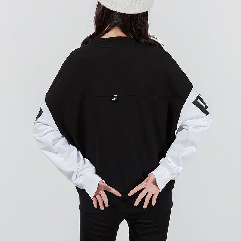Толстовка (WMNS) PUMA Power Color Blocking Crew Logo Printing SweatshirtBlack 535187-01 — фото 3
