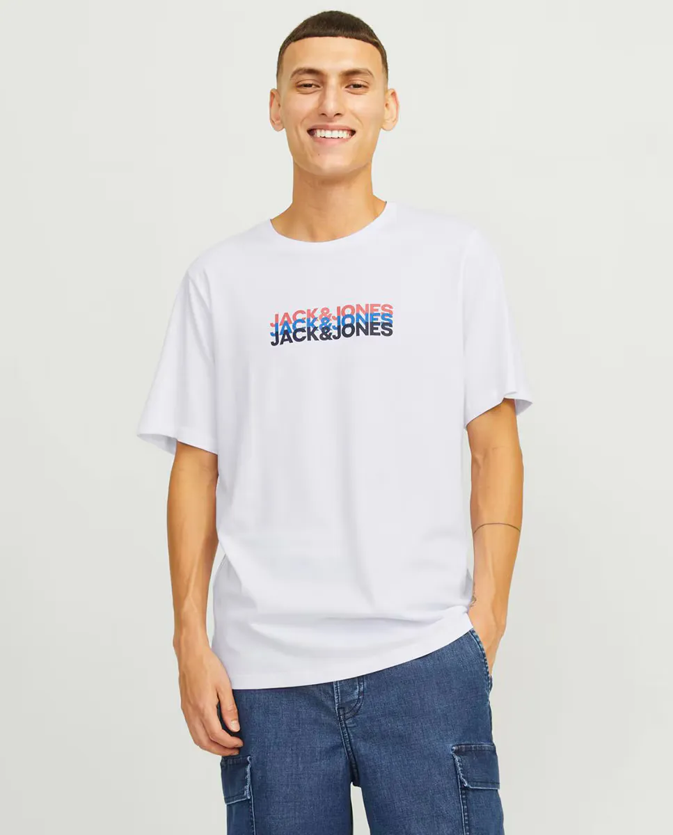 

Мужская футболка с короткими рукавами и принтом спереди Jack & Jones, белый