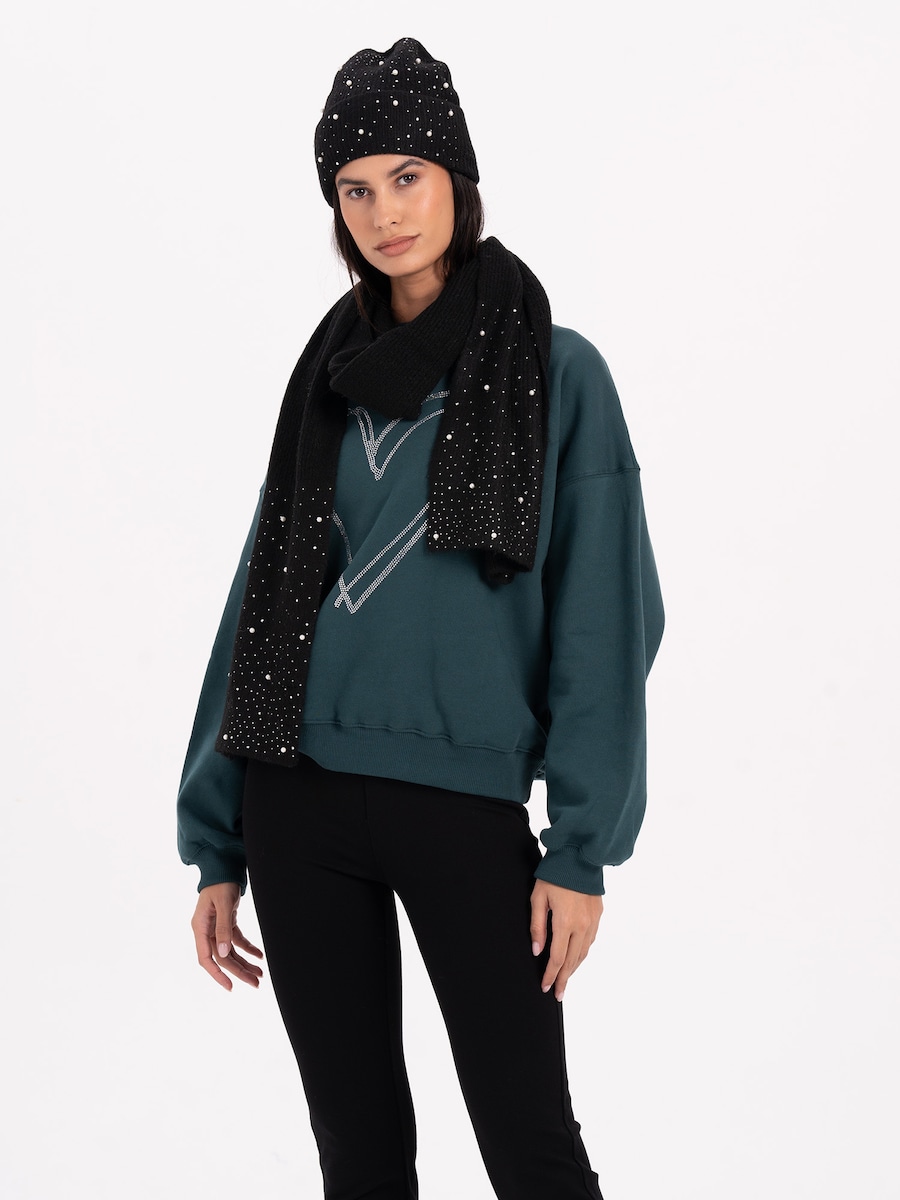 

Шарф MYLAVIE by Sarah Harrison Knitted scarf with glitter, черный
