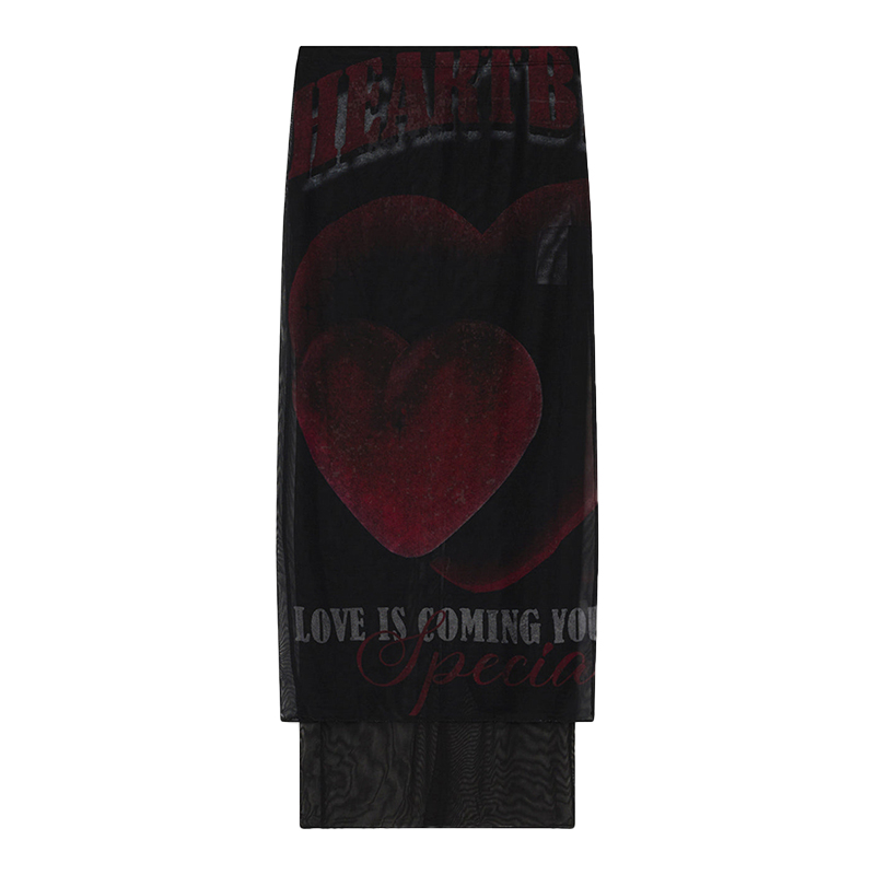 

Юбка миди с принтом в виде сердечек Vision Of Super, черный