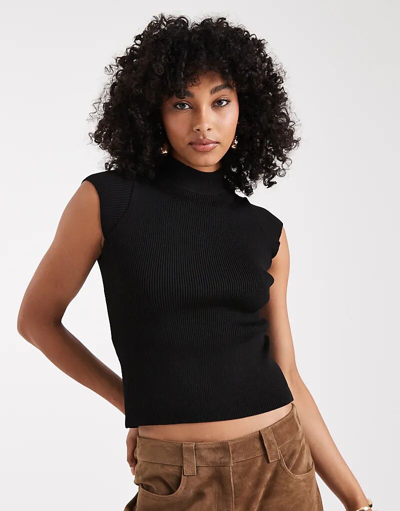

Черный трикотажный топ ASOS DESIGN с короткими рукавами и аккуратным кроем