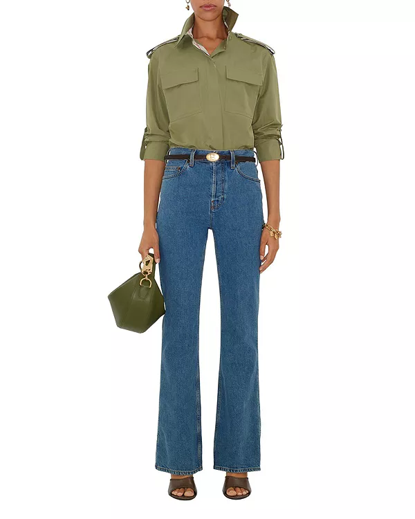 

Джинсы с высокой посадкой и расклешенными штанинами Burberry, синий