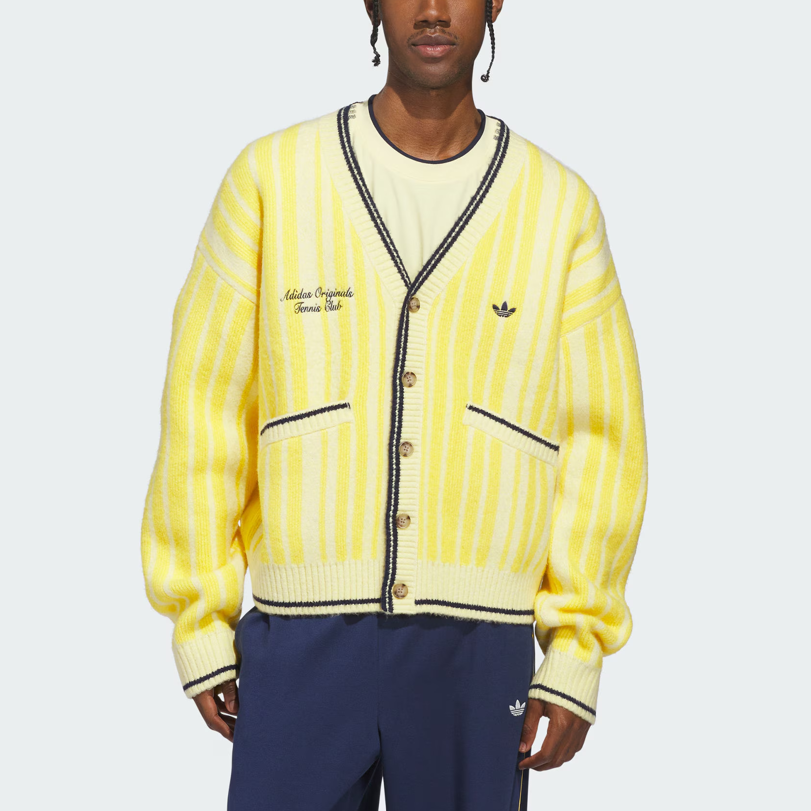 Кардиган Cheviot Knit Adidas Originals, желтый/белый/черный — фото 2