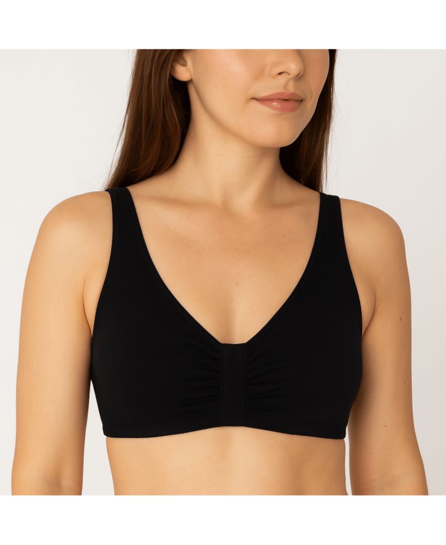 

Женский хлопковый бюстгальтер Ease с застежкой спереди для женщин после мастэктомии Meadow, Black