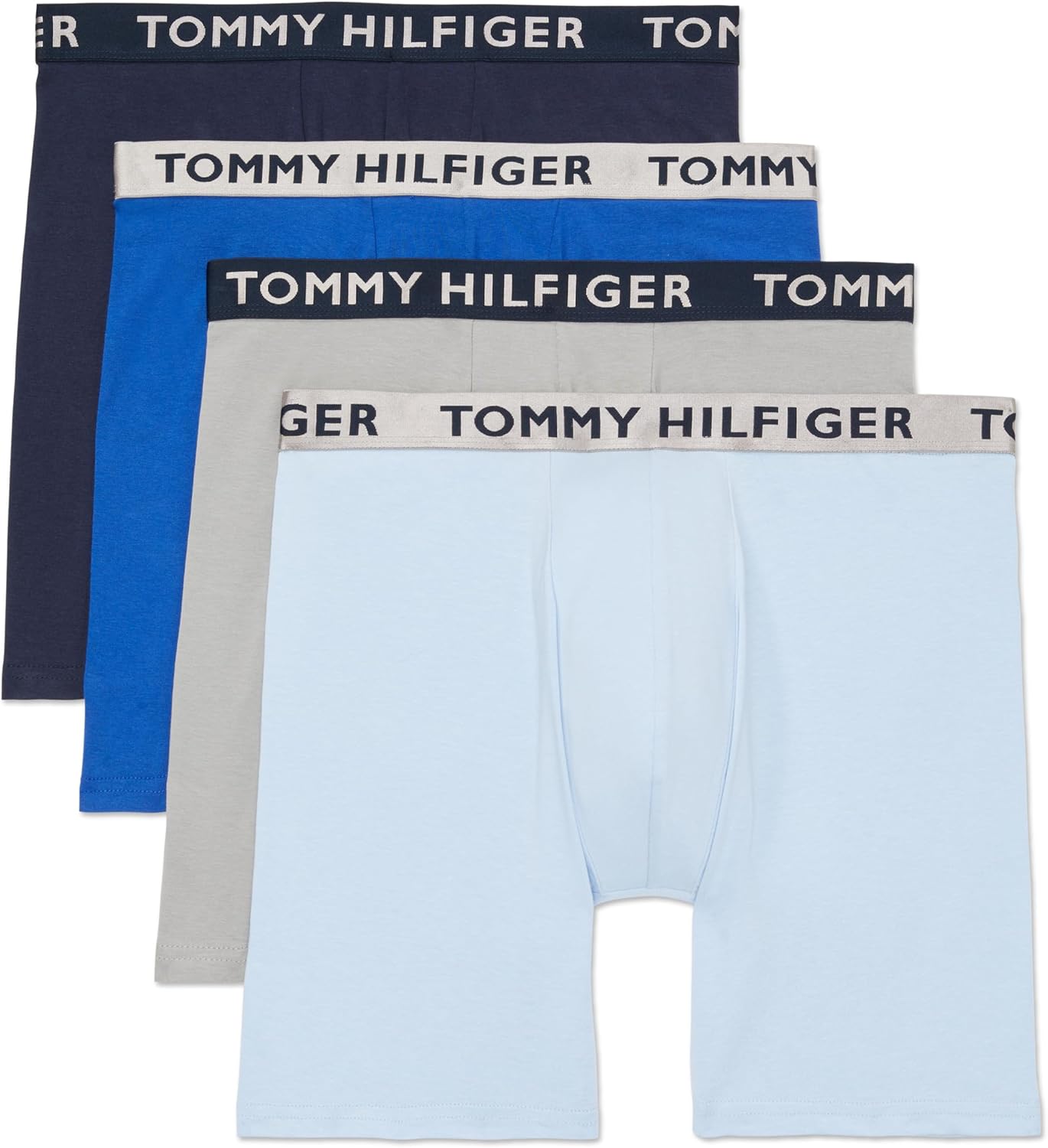 

Мужские трусы-боксеры Tommy Hilfiger из хлопка и эластичного материала, 4 пары, Chambray Blue, Wet Weather, Mazarine Blue, Navy