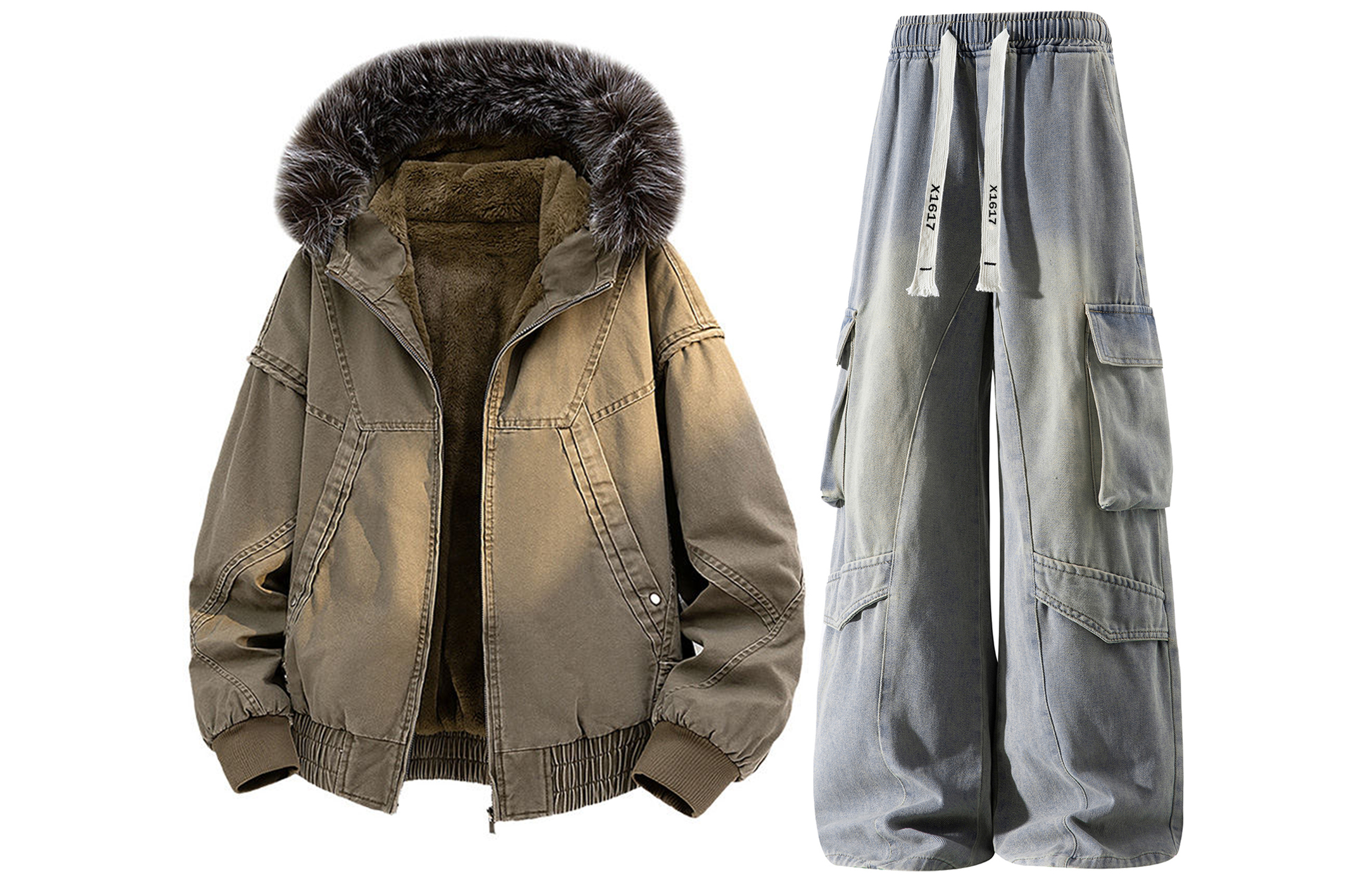 

Толстовка Casual Sportswear утепленная с флисовой подкладкой X1617, хаки puffer jacket+желтый mud pants