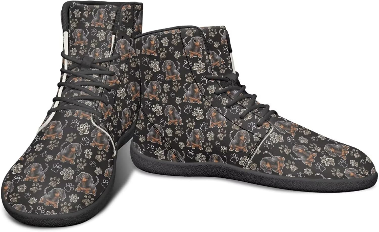 

Высокие кроссовки с животным дизайном, обувь с нулевым перепадом, широкие туфли для мужчин - кроссовки с резиновой подошвой Watdotory, Dachshund Paws Design