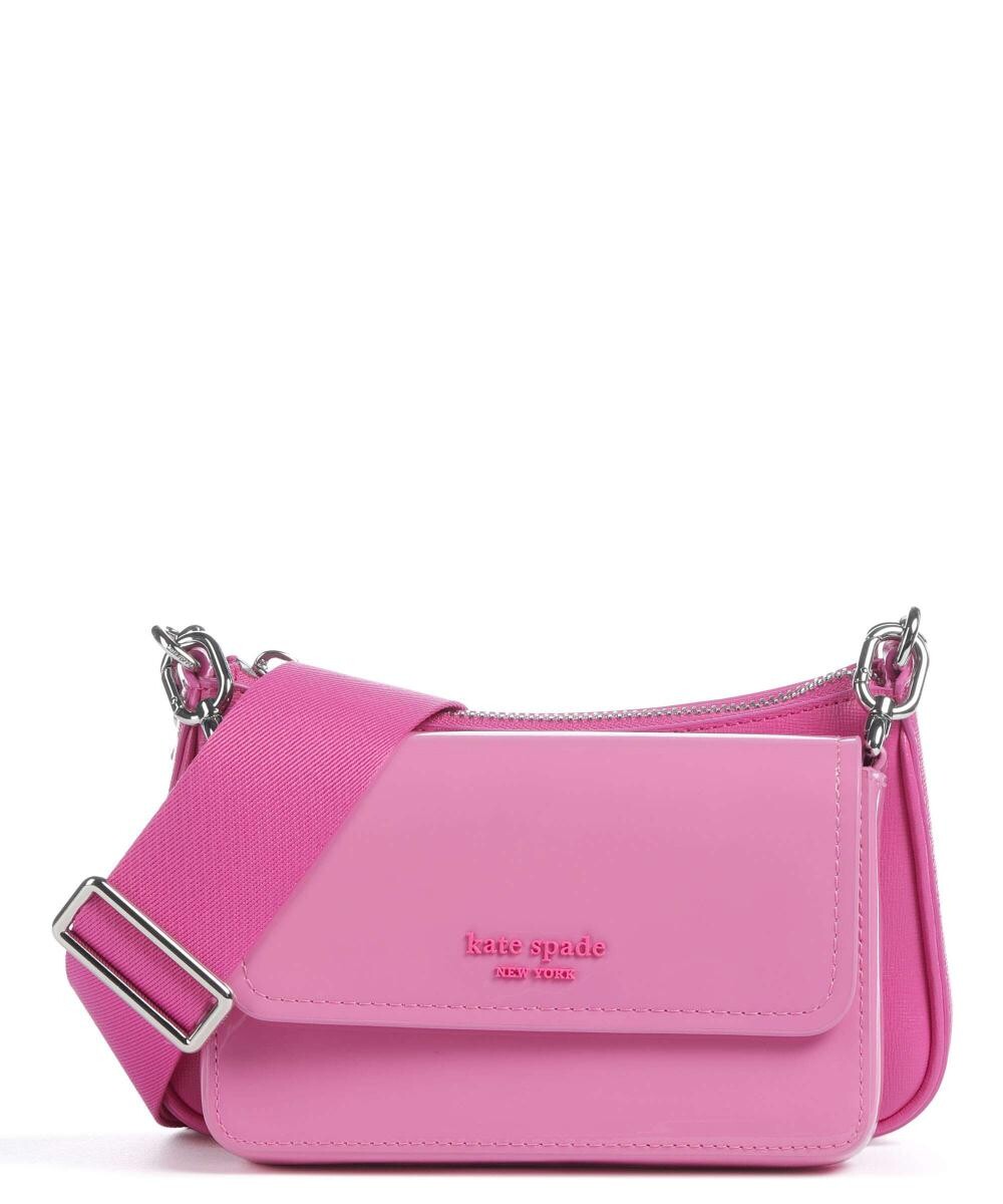

Сумка через плечо Double UP Сафьяновая кожа, лакированная кожа Kate Spade New York, розовый
