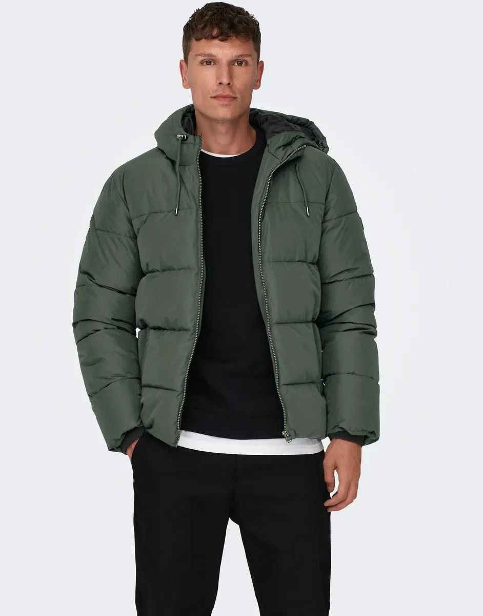 

Стеганая куртка ONLY & SONS "ONSMARLON LIFE HOOD PUFFER JACKET OTW VD", с капюшоном, цвет Peat