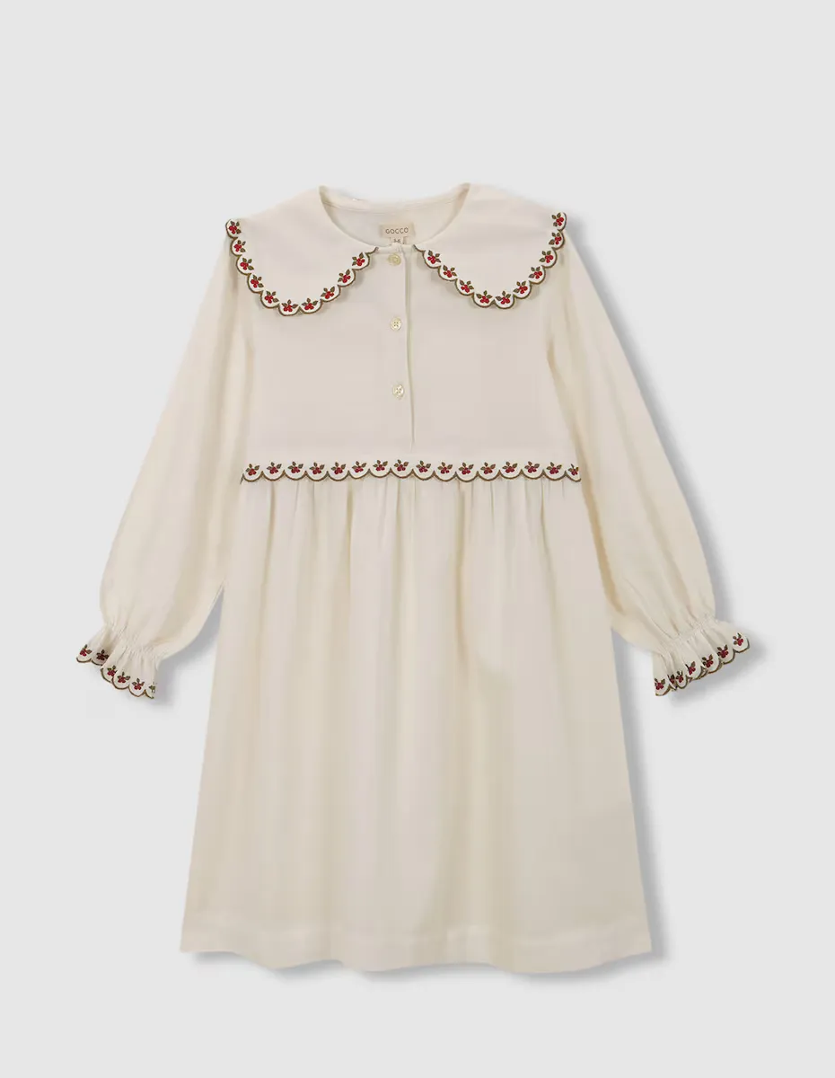 

Ночная рубашка Villela для девочки с вышивкой на шее, рукавах и кокетке Gocco, цвет Crudo