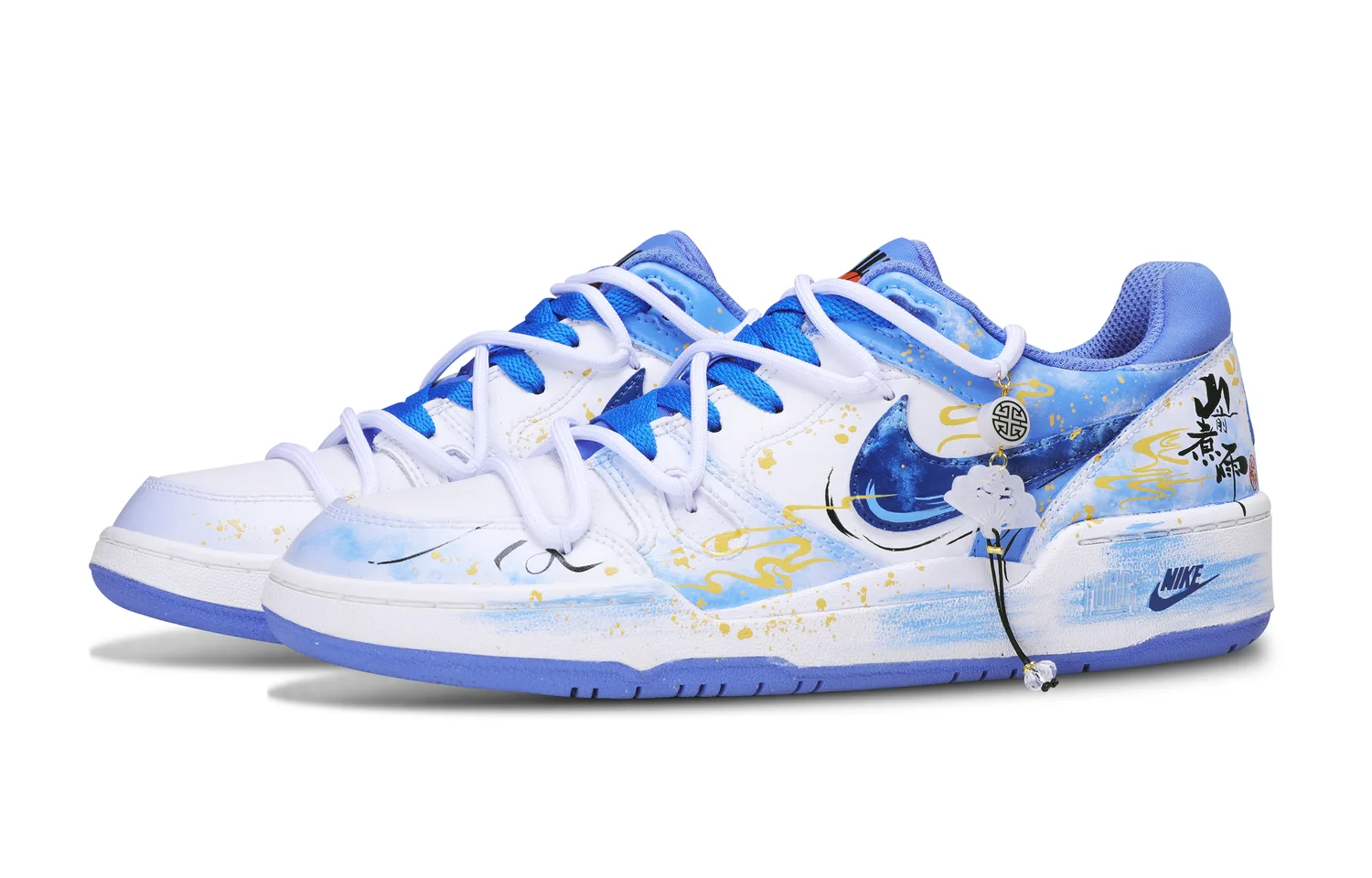 Nike Кроссовки для скейтбординга low top из синтетической и натуральной кожи бело-синие детские — фото 4