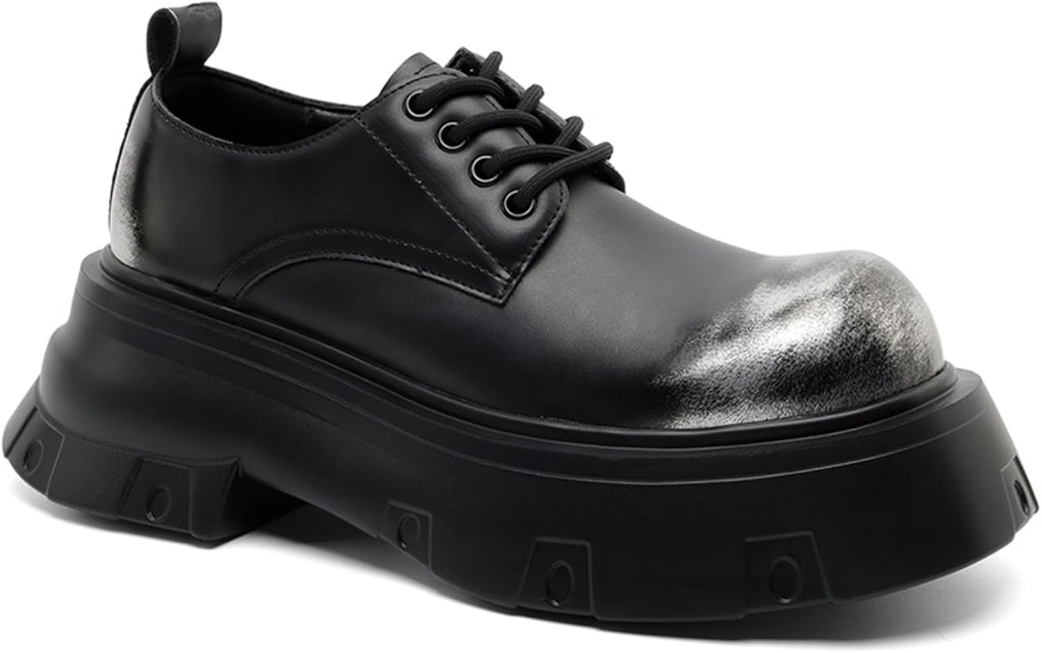 

Мужские массивные платформенные оксфорды в британском стиле на шнуровке, модные, с отражающим носком, удобные, с большим широким мысом, противоскользящей мягкой подошвой, с приподнятым каблуком-блоком, повседневные, деловые, дерби Oxngeos, черны...