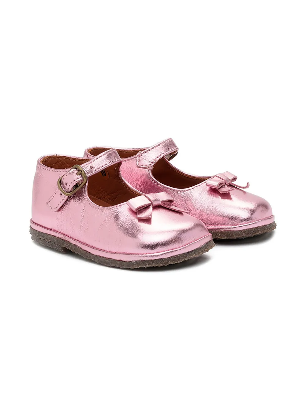 

Балетки с эффектом металлик и бантом Pèpè, розовый