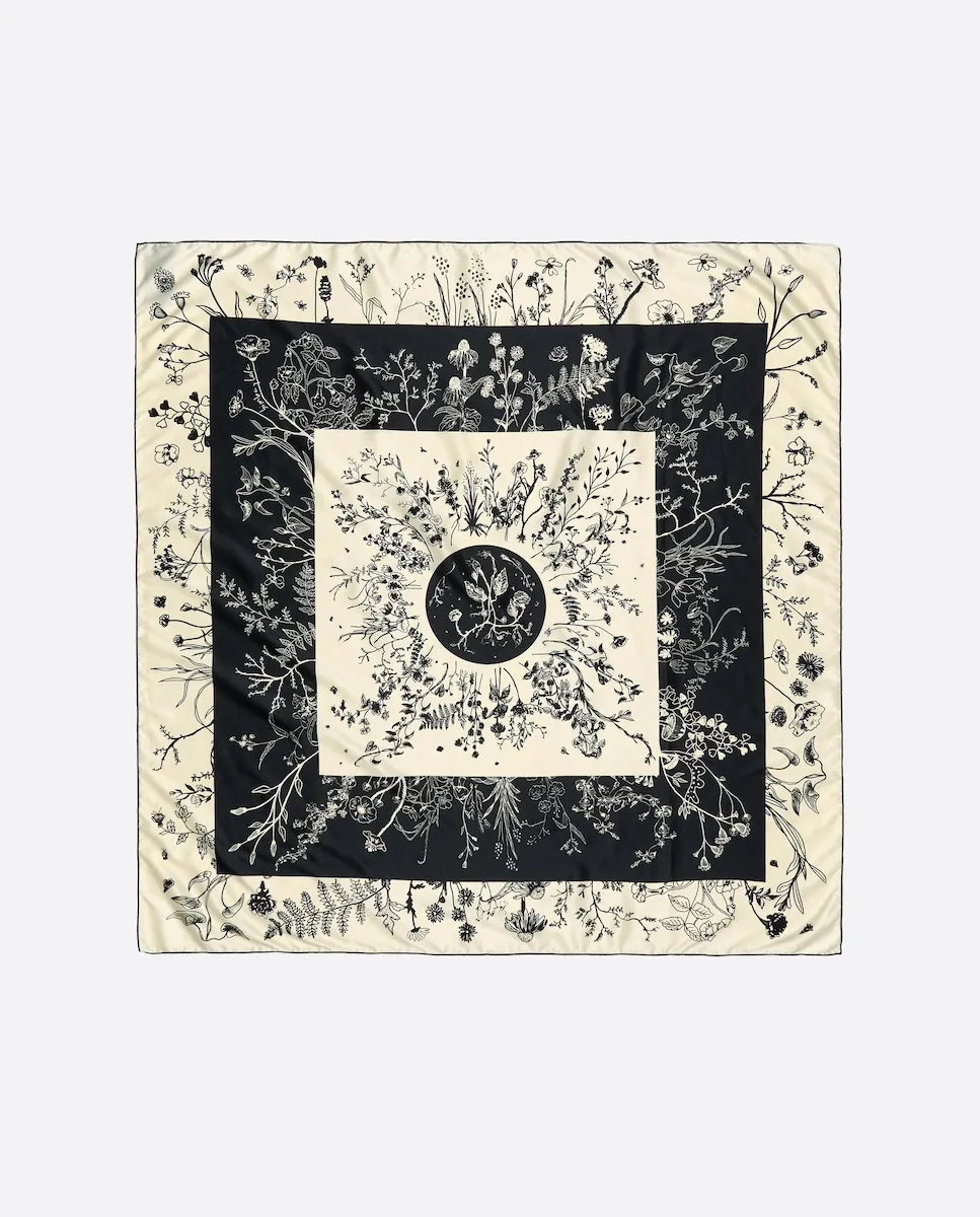

Женский платок с цветами, ботаническая иллюстрация, белый Bimba y Lola