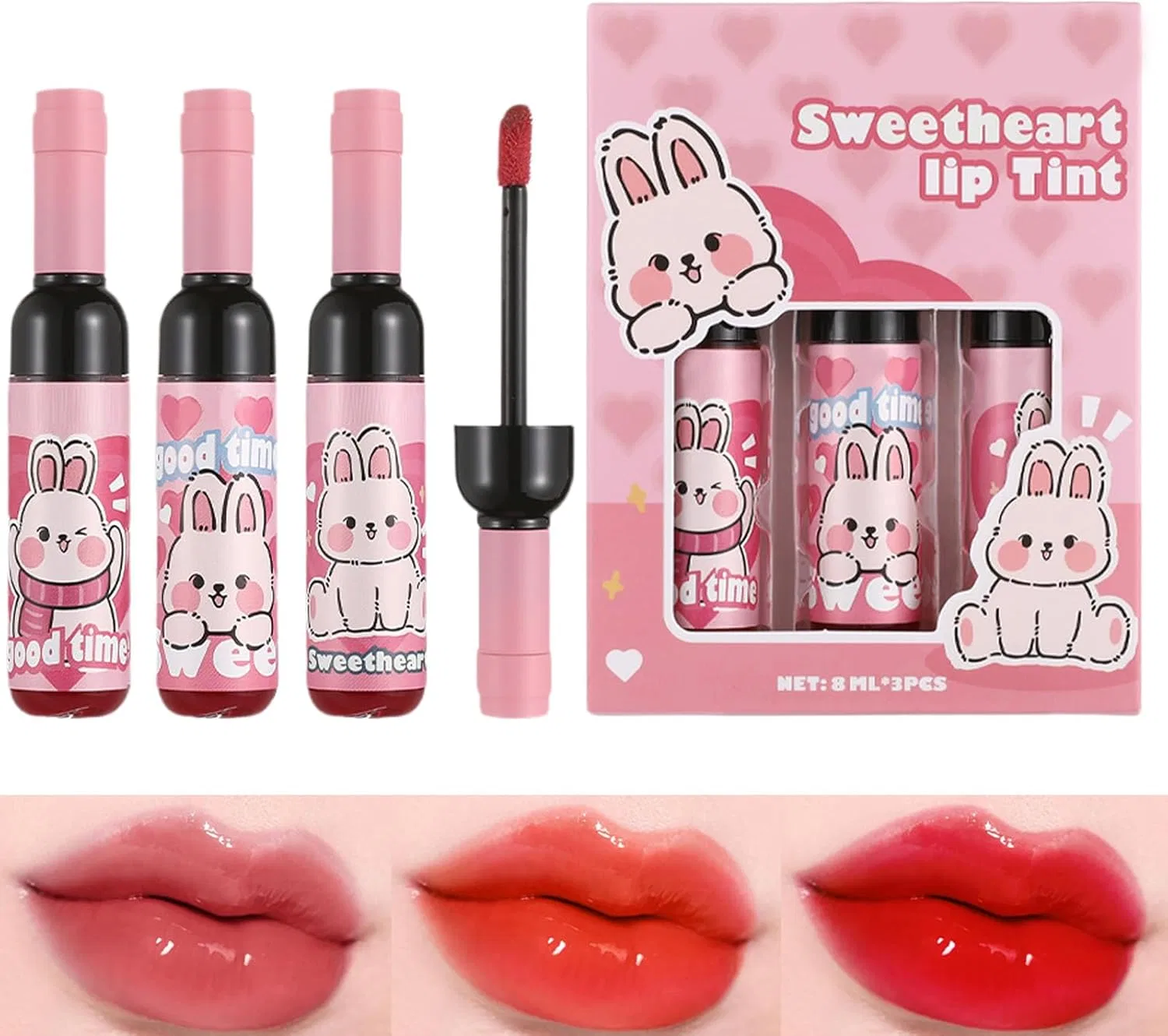 Набор блесков для губ Lip Liner Stain, 3 цвета, водостойкий, увлажняющий, 0.1 кг