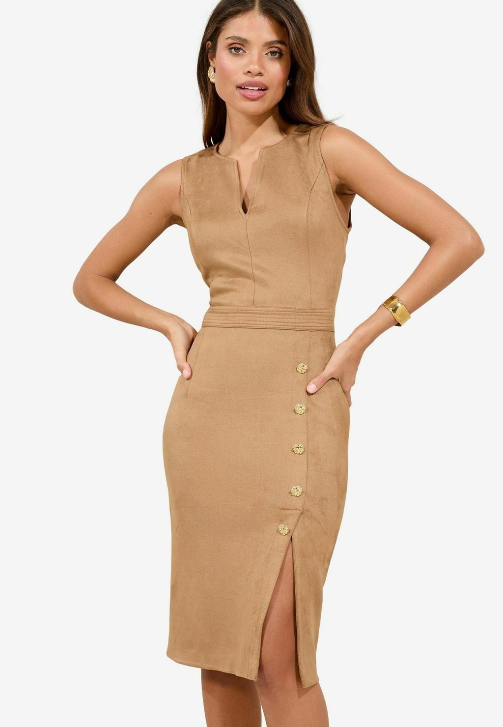 

Платье-футляр PETITE FIT - V-NECK MIDI Lipsy, коричневый