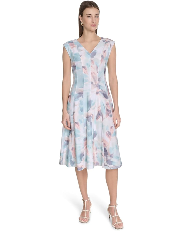 

Платье Calvin Klein Printed Seamed Aline, цвет Seaspy Mult